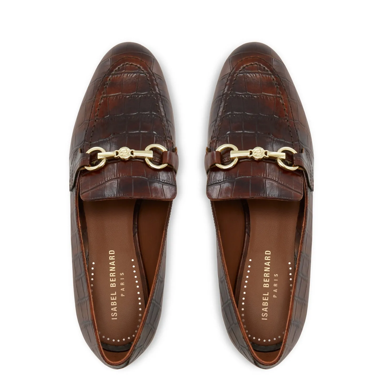 Isabel Bernard Vendôme Fleur croco bruine leren loafers van kalfsleer Cheap