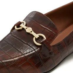 Isabel Bernard Vendôme Fleur croco bruine leren loafers van kalfsleer Cheap