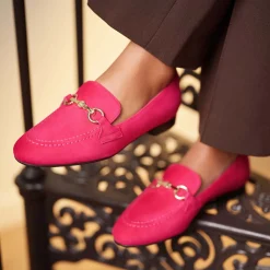 Isabel Bernard Vendôme Fleur fuchsia suède loafers Store
