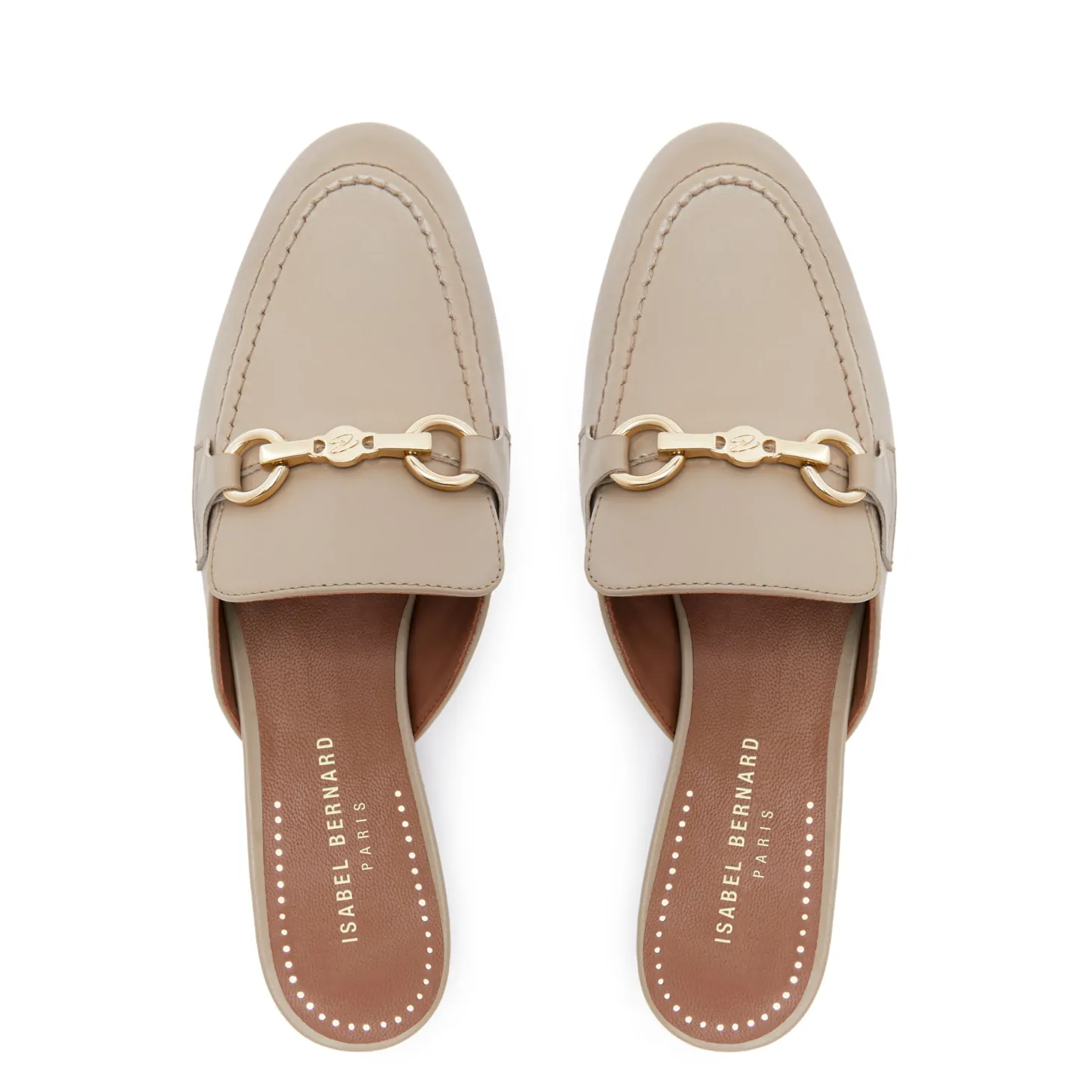 Isabel Bernard Vendôme Fleur taupe leren slipper loafers van kalfsleer Discount