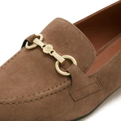 Isabel Bernard Vendôme Fleur taupe suède loafers Fashion