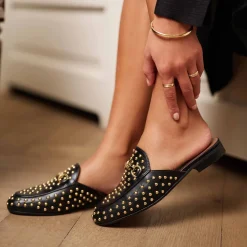 Isabel Bernard Vendôme Fleur zwarte kalfsleren slipper loafers met studs Cheap