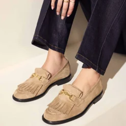 Isabel Bernard Vendôme Lave taupe suède loafers Store