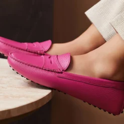 Isabel Bernard Vendôme Marie fuchsia leren mocassins van kalfsleer Sale