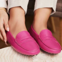 Isabel Bernard Vendôme Marie fuchsia leren mocassins van kalfsleer Sale