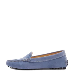 Isabel Bernard Vendôme Marie lichtblauwe suède mocassins New