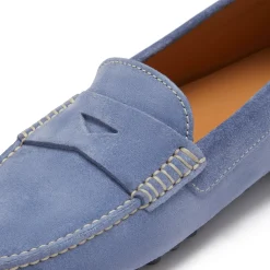 Isabel Bernard Vendôme Marie lichtblauwe suède mocassins New